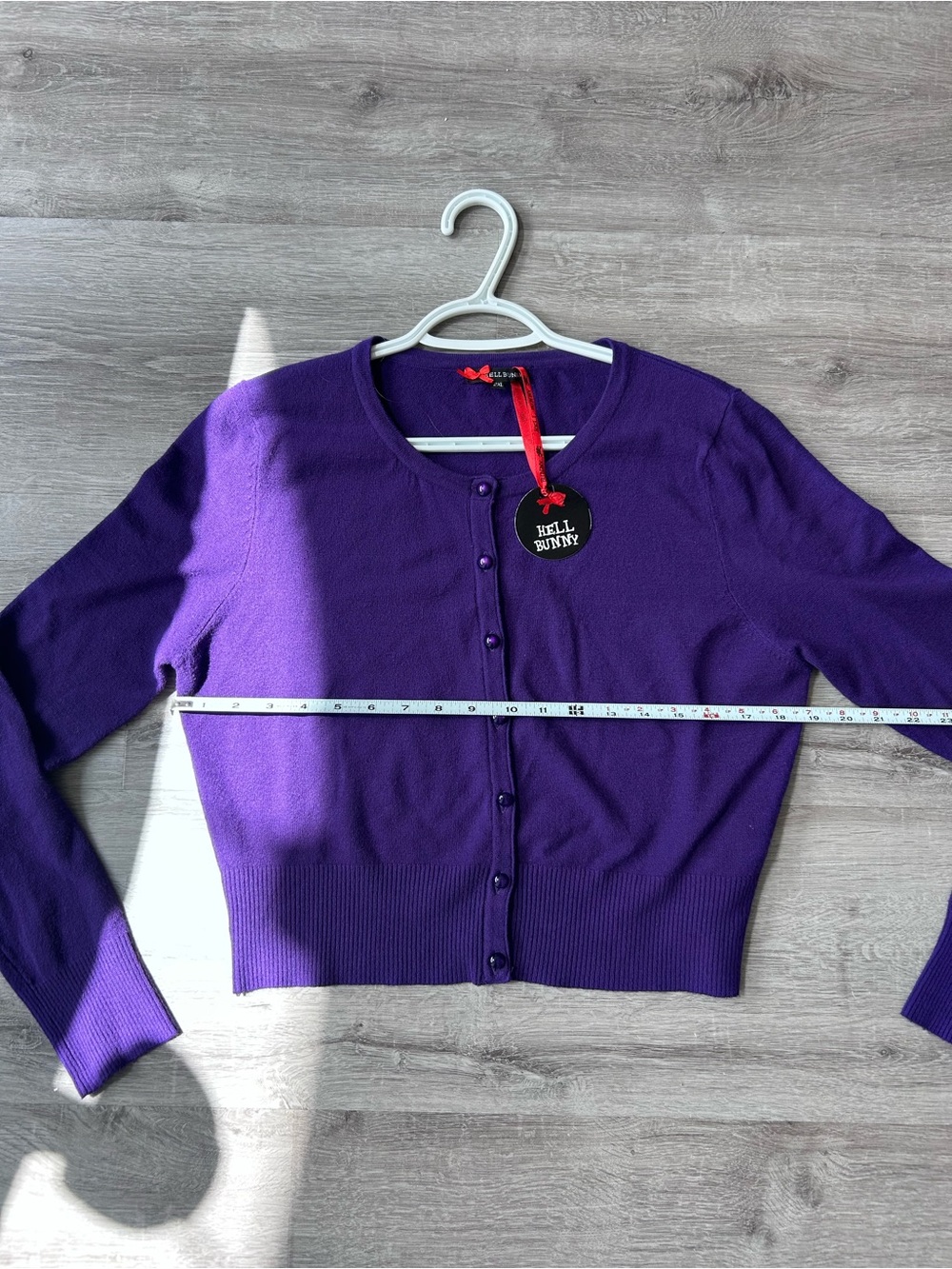 Women’s Hell Bunny Paloma Purple Cardigan size 2XL- fits small like ladies large - Picture 5 of 10